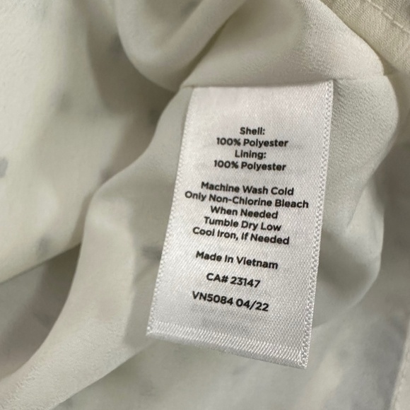 Talbots WM Tie Neck Top White with Black Embroidered Small Dots and Ruffle Neck - Picture 7 of 8